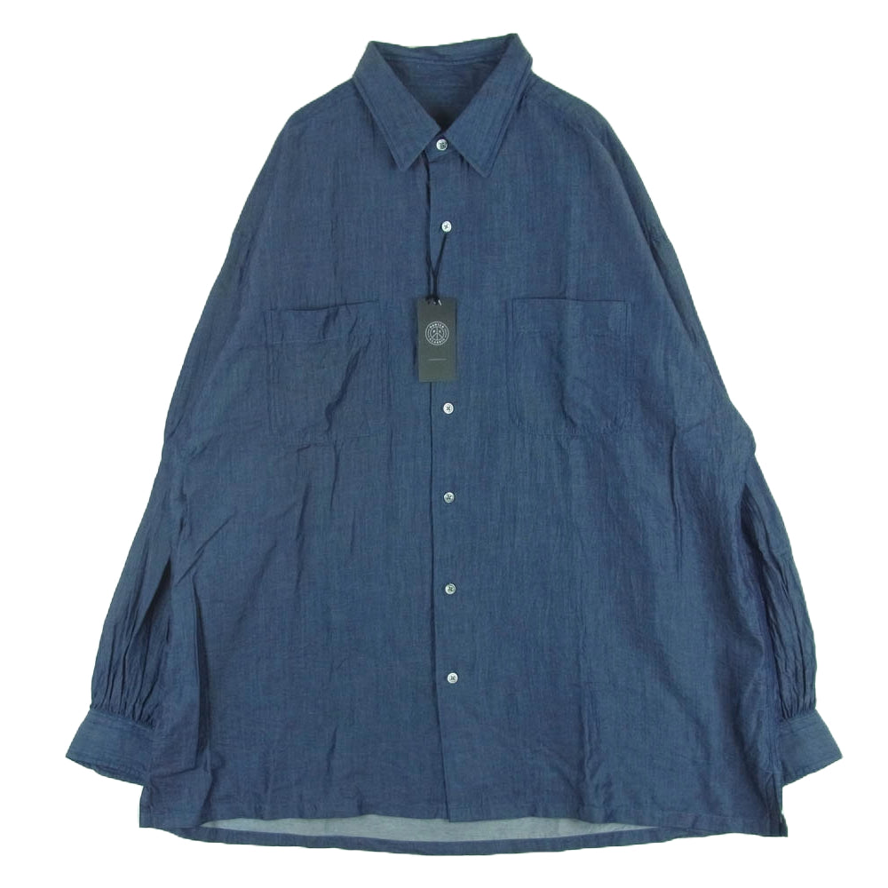 PORTER CLASSIC ポータークラシック PC-016-3036 KATSU SHIRT 克シャツ レギュラーカラー 長袖 シャツ ネイビー系 3【美品】【中古】 PORTER CLASSIC ポータークラシック PC-016-3036 KATSU SHIRT 克シャツ