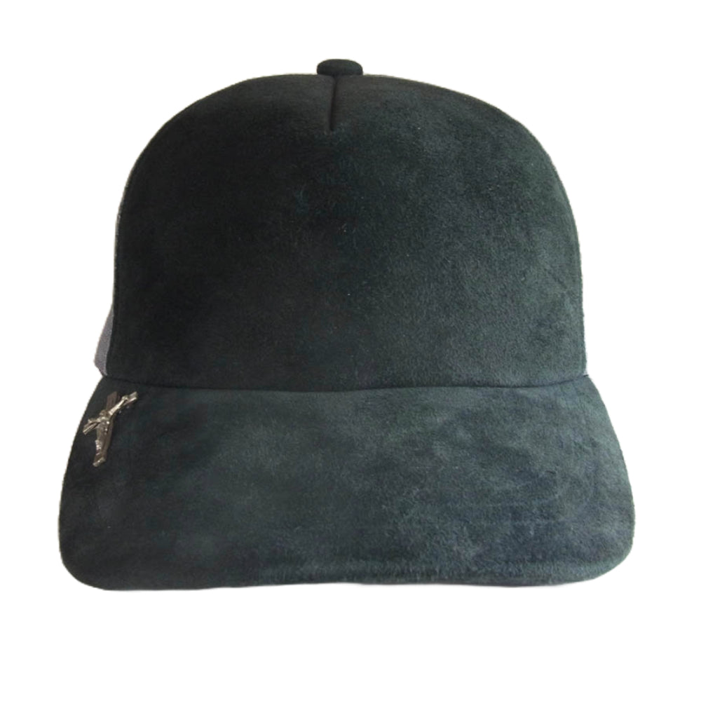 STRUM ストラム STG049-01 LEATHER MESH CAP レザー メッシュ キャップ 帽子 ブラック系【極上美品】【中古】