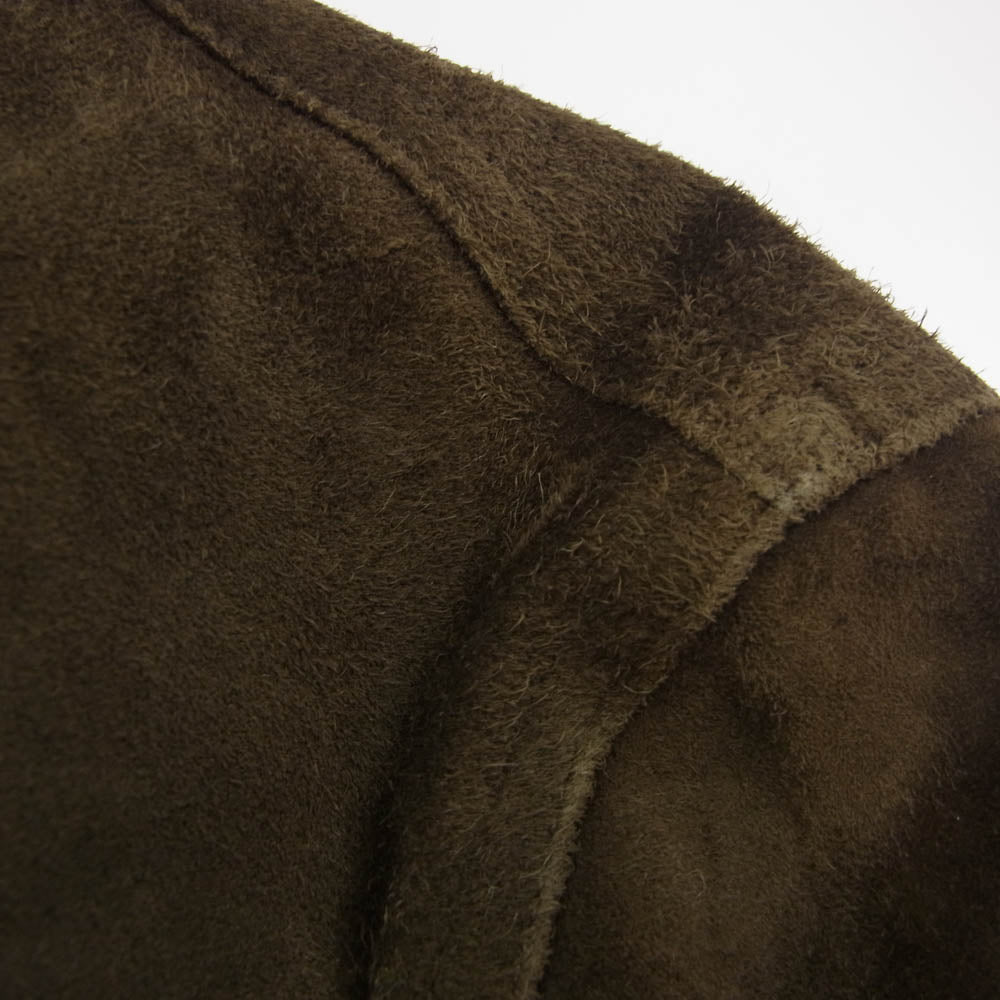 EMMETI エンメティ JURI SPECIAL CALF SUEDE ユリ スペシャルカーフ ゴールド金具 スエード シングル ライダース 牛革 ダブルジップ レザージャケット ブラウン系 46【中古】