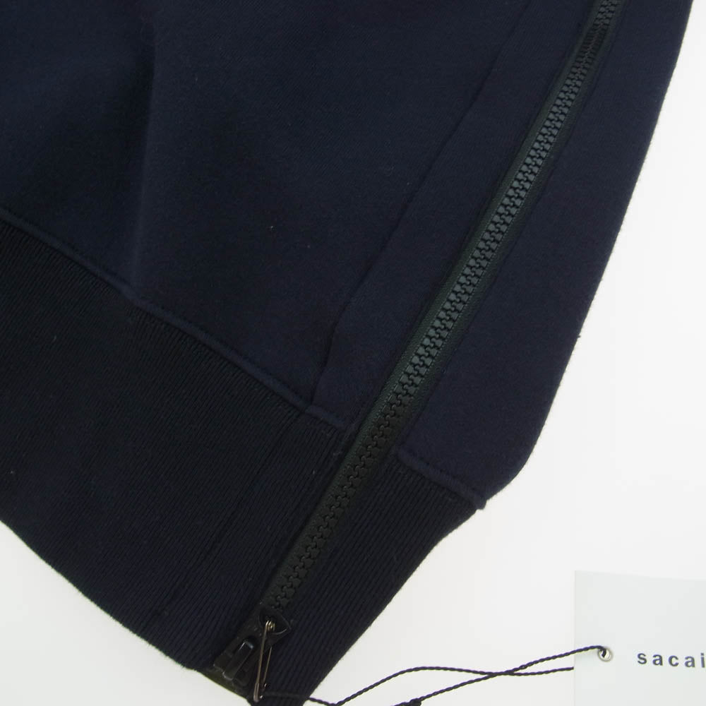 Sacai サカイ 23AW 23-03256M Sponge Sweat Pullover スポンジ スウェット プルオーバー ロゴ刺繍 サイドジップ トレーナー ネイビー系 1【新古品】【未使用】【中古】