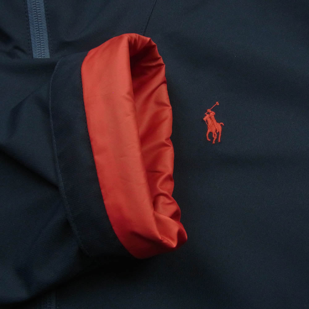 POLO RALPH LAUREN ポロ・ラルフローレン ポニー刺繍 フーディ フルジップ ジャケット ダークネイビー系 レッド系 L【中古】
