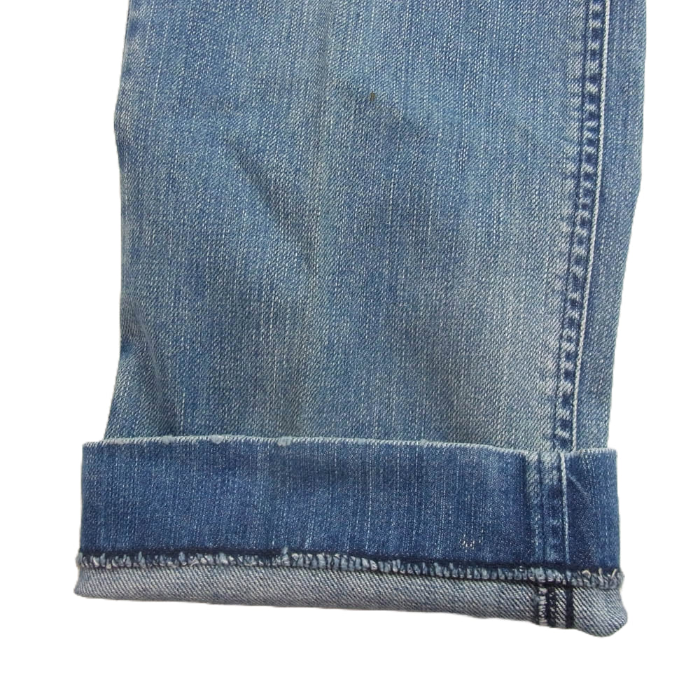 DOLCE&GABBANA ドルチェアンドガッバーナ G3RZTD ヴィンテージ ダメージ 加工 ロゴ メタル プレート バック ポケット ジップ インディゴ デニム パンツ インディゴブルー系 44【新古品】【未使用】【中古】