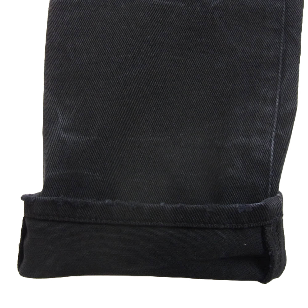 DOLCE&GABBANA ドルチェアンドガッバーナ G39CLXG8M791 ブリーチ加工 ロゴ メタル プレート ブラック デニム パンツ ブラック系 44【極上美品】【中古】