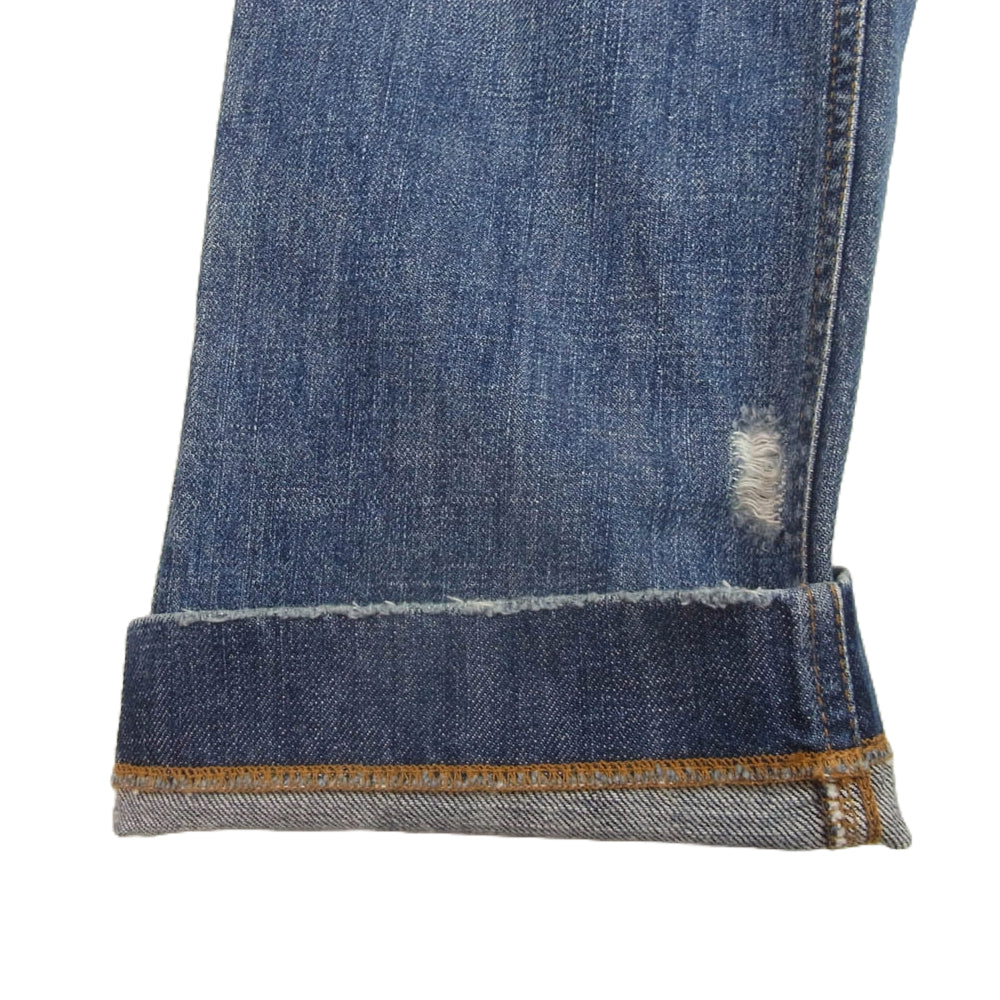 DOLCE&GABBANA ドルチェアンドガッバーナ G4Y0TD ヴィンテージ ダメージ 加工 ロゴ 隠し メタル プレート インディゴ デニム パンツ インディゴブルー系 44【新古品】【未使用】【中古】