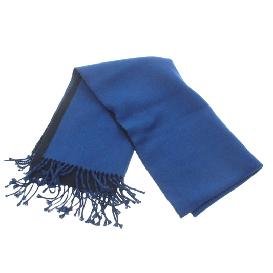 HERMES エルメス バイカラー ブルーブラック カシミヤ カシミア 100% マフラー ロゴ刺繍 ブラック系 ブルー系【美品】【中古】