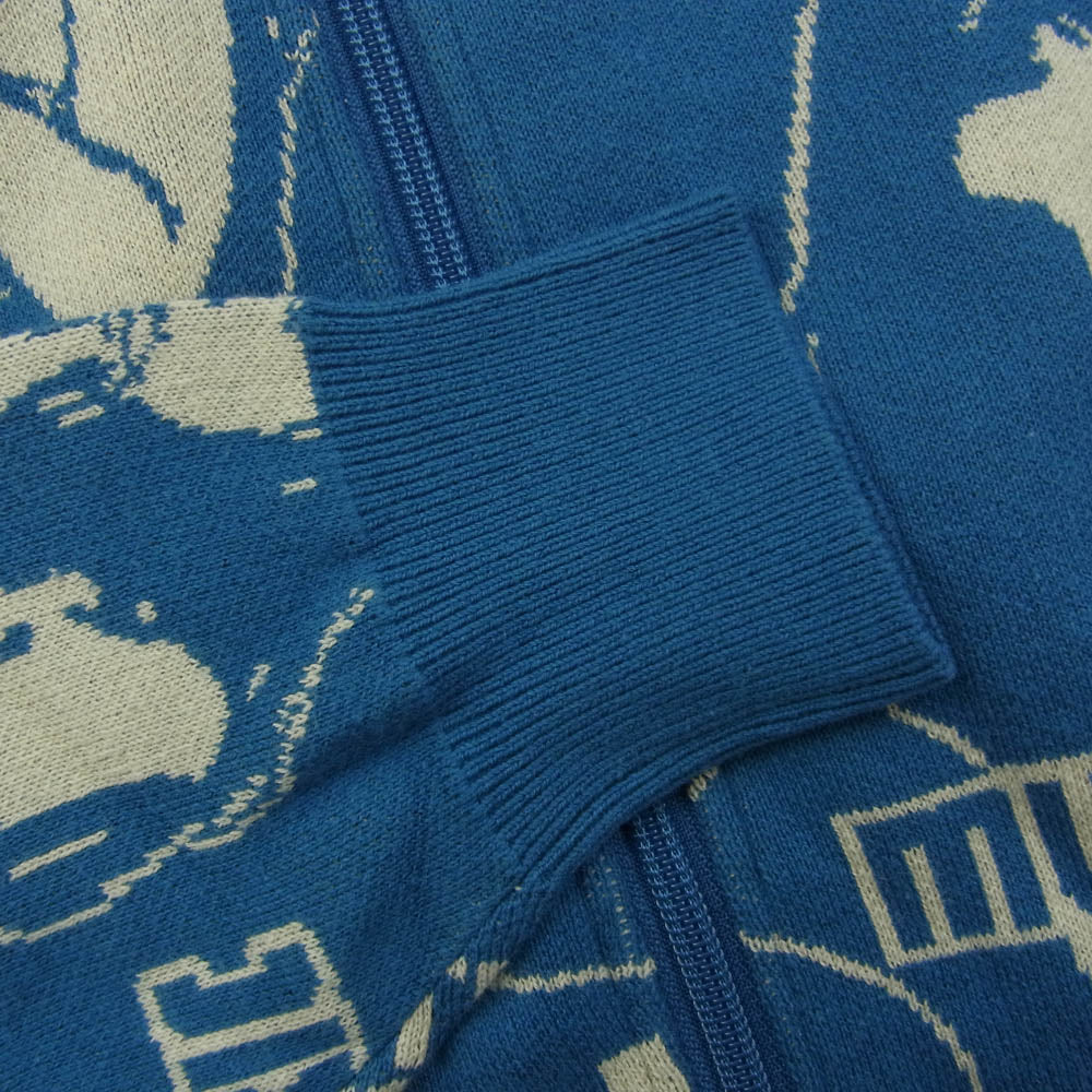HYSTERIC GLAMOUR ヒステリックグラマー 02243ND08 SUPER HYS柄 ジャガード パーカー ブルー系 L【極上美品】【中古】
