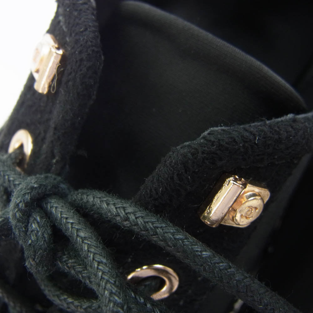 CHANEL シャネル 0095-1 【難有】パテント使い レースアップ シューズ ブラック系 38【中古】