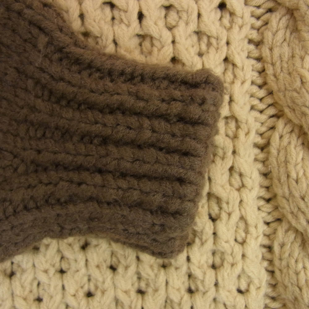DESCENDANT ディセンダント 19AW ARAN WOOL KNIT アラン ウール ニット カーキ系 1【中古】