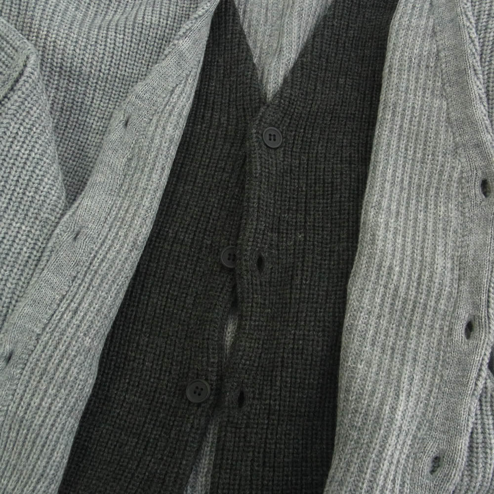 アスキー LAYERED KNIT CARDIGAN レイヤード ニット カーディガン グレー系【美品】【中古】