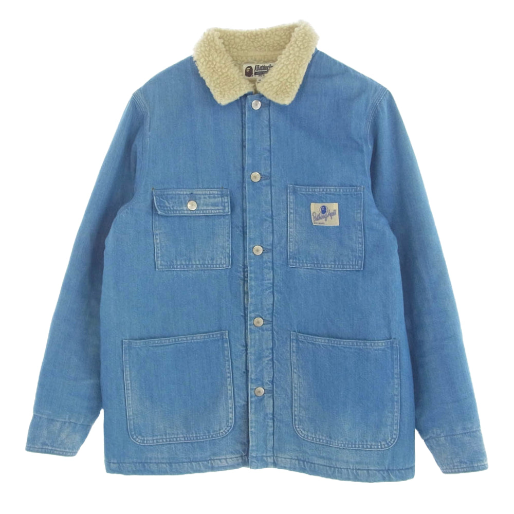 A BATHING APE アベイシングエイプ 001HJD801009X デニム ボア カバーオール ジャケット インディゴブルー系 M【中古】 A BATHING APE アベイシングエイプ 001HJD801009X デニム ボア
