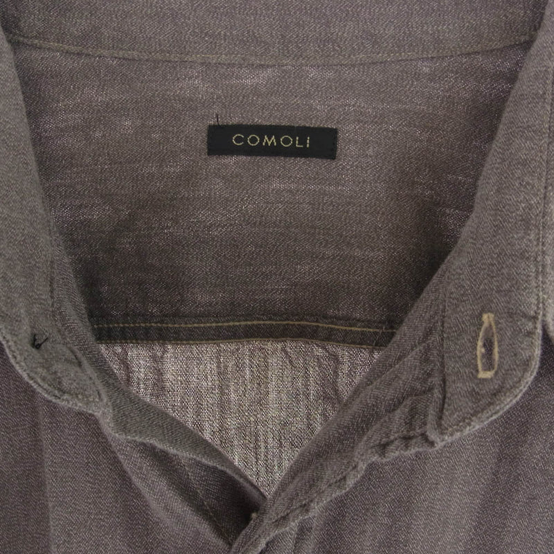 COMOLI コモリ 24SS Z01-02004 ヨリ杢 ワークシャツ ダーク COMOLI コモリ 24SS Z01-02004 ヨリ杢 ワークシャツ ダーク