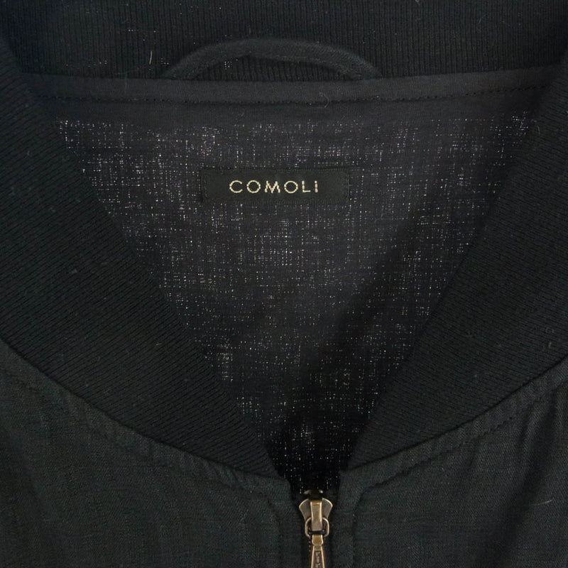 COMOLI コモリ 24SS Z01-01019 リネンWクロス ジップブルゾン ブラック  