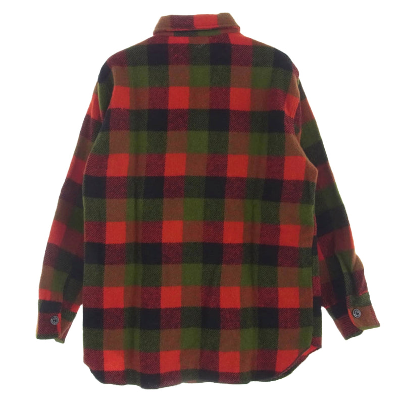 ヨーク 60s ウール チェック シャツ 長袖 レッド系 グリーン系