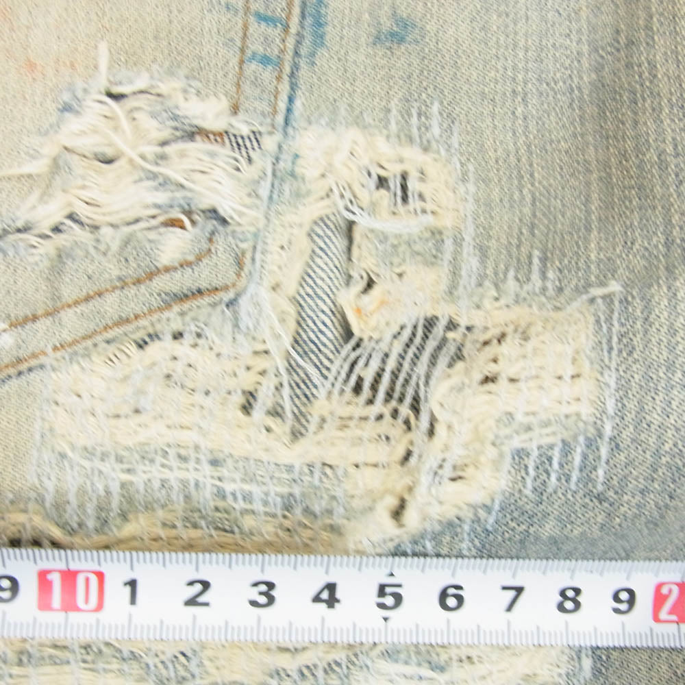 DOLCE&GABBANA ドルチェアンドガッバーナ ダメージ リペア 加工 ペイント ストレート デニム パンツ インディゴブルー系 46【中古】