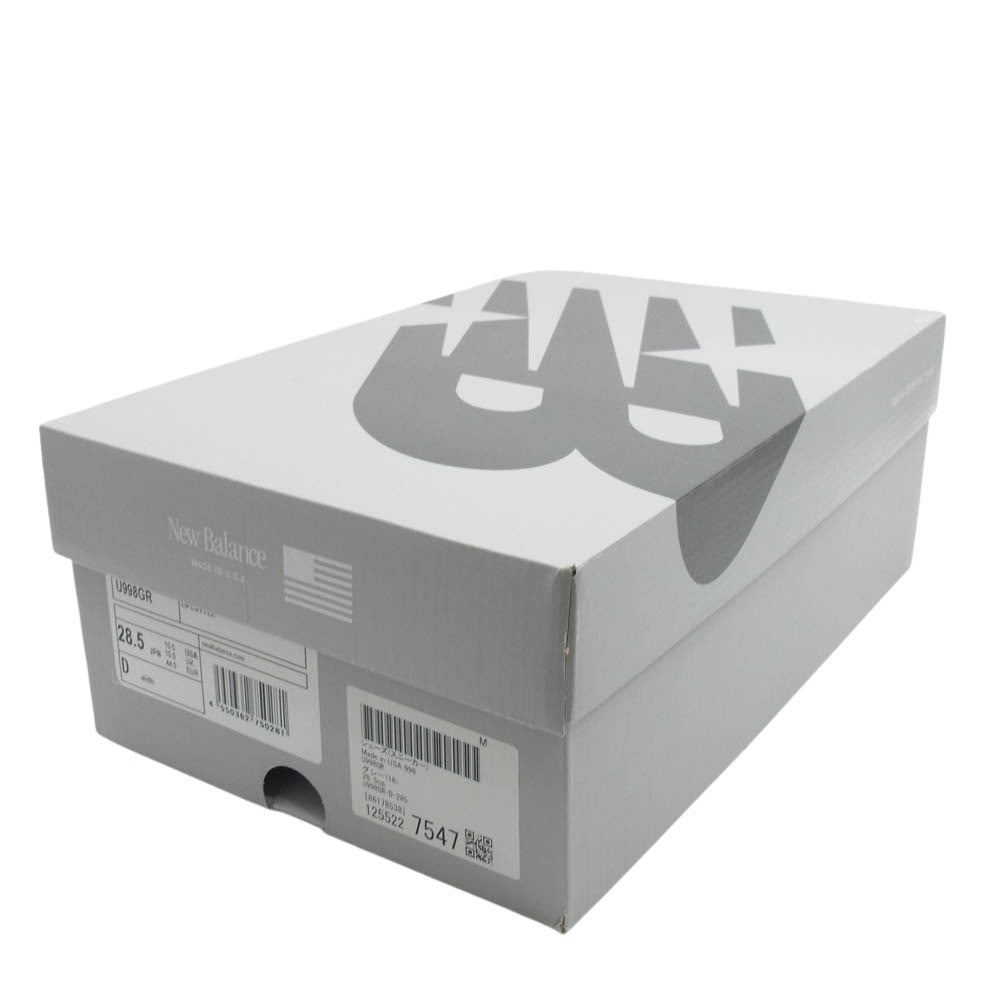 NEW BALANCE ニューバランス U998GR ABZORB アブゾーブ スエード ローカット スニーカー グレー系 28.5cm【新古品】【未使用】【中古】