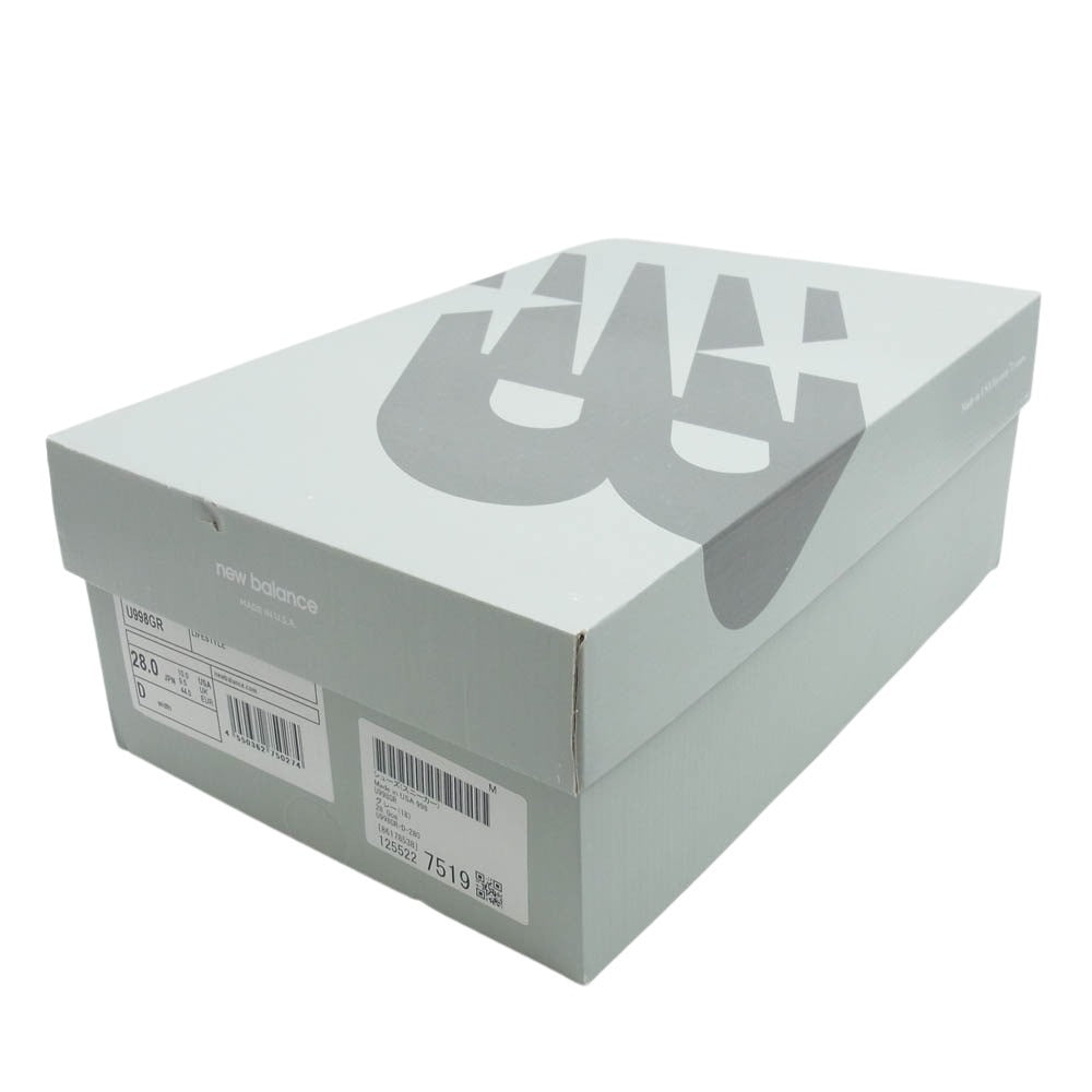 NEW BALANCE ニューバランス U998GR ABZORB アブゾーブ スエード ローカット スニーカー グレー系 28cm【新古品】【未使用】【中古】