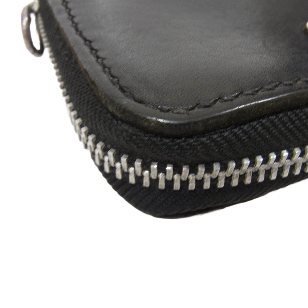 GABOR ガボール ガボラトリー ホールディング Gaboratory Atelier Mark Overlay Saddle Leather Round Zip Wallet ハート ブルドッグジップ ラウンドファスナー レザーロングウォレット ブラック系【中古】