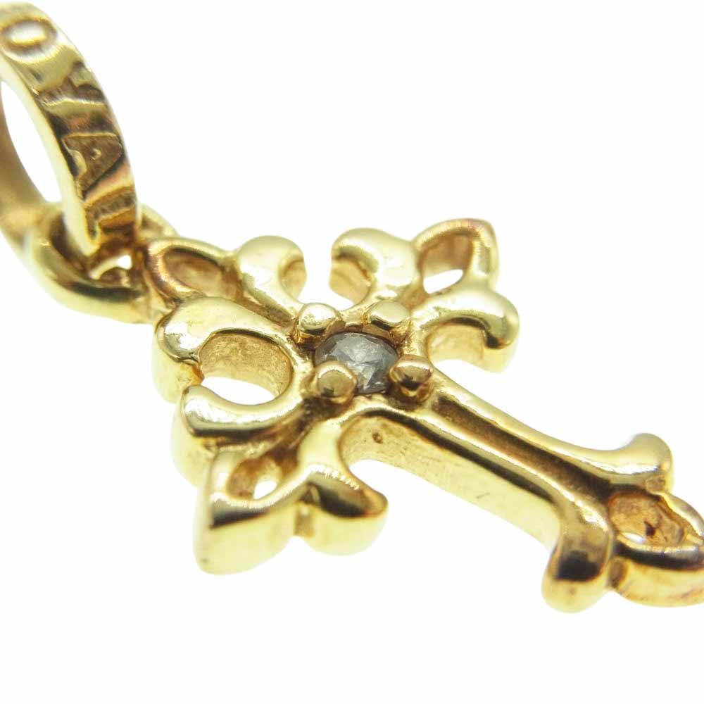 ROYAL ORDER ロイヤルオーダー K18 OPEN TINY CROSS W/Diamond? オープン タイニー クロス ペンダント トップ ゴールド系【中古】