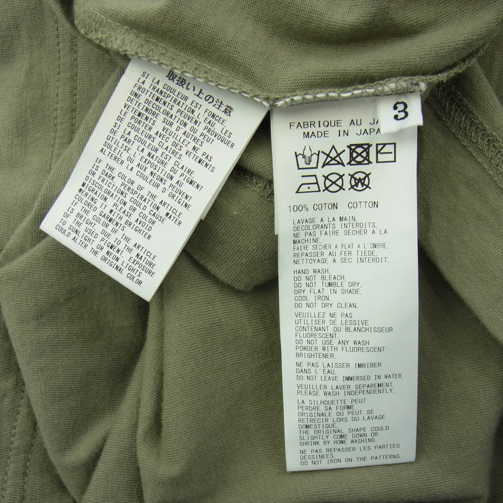 ワイズフォーメン 24SS MS-T41-096 コットン天竺 ロゴ プリント 半袖 Tシャツ カーキ系 3【中古】