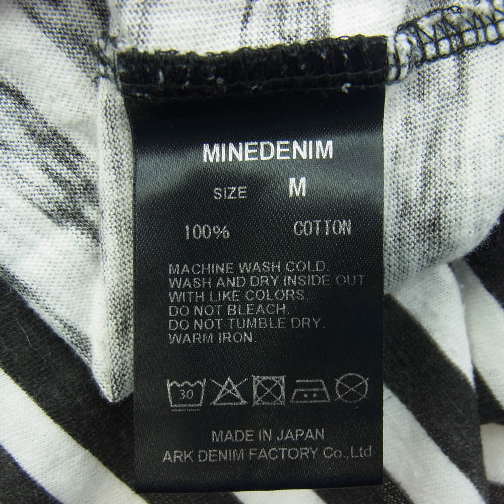 MINEDENIM マインデニム Hazy Border T-SH 擦れ ボーダー Tシャツ 半袖 ブラック系 ホワイト系 M【中古】