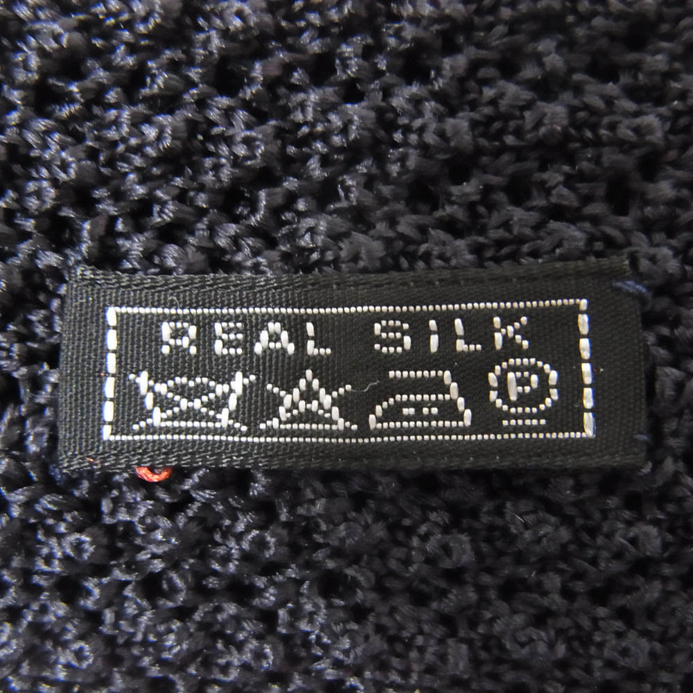 HERMES エルメス シルク ニット ネクタイ ネイビー系【中古】