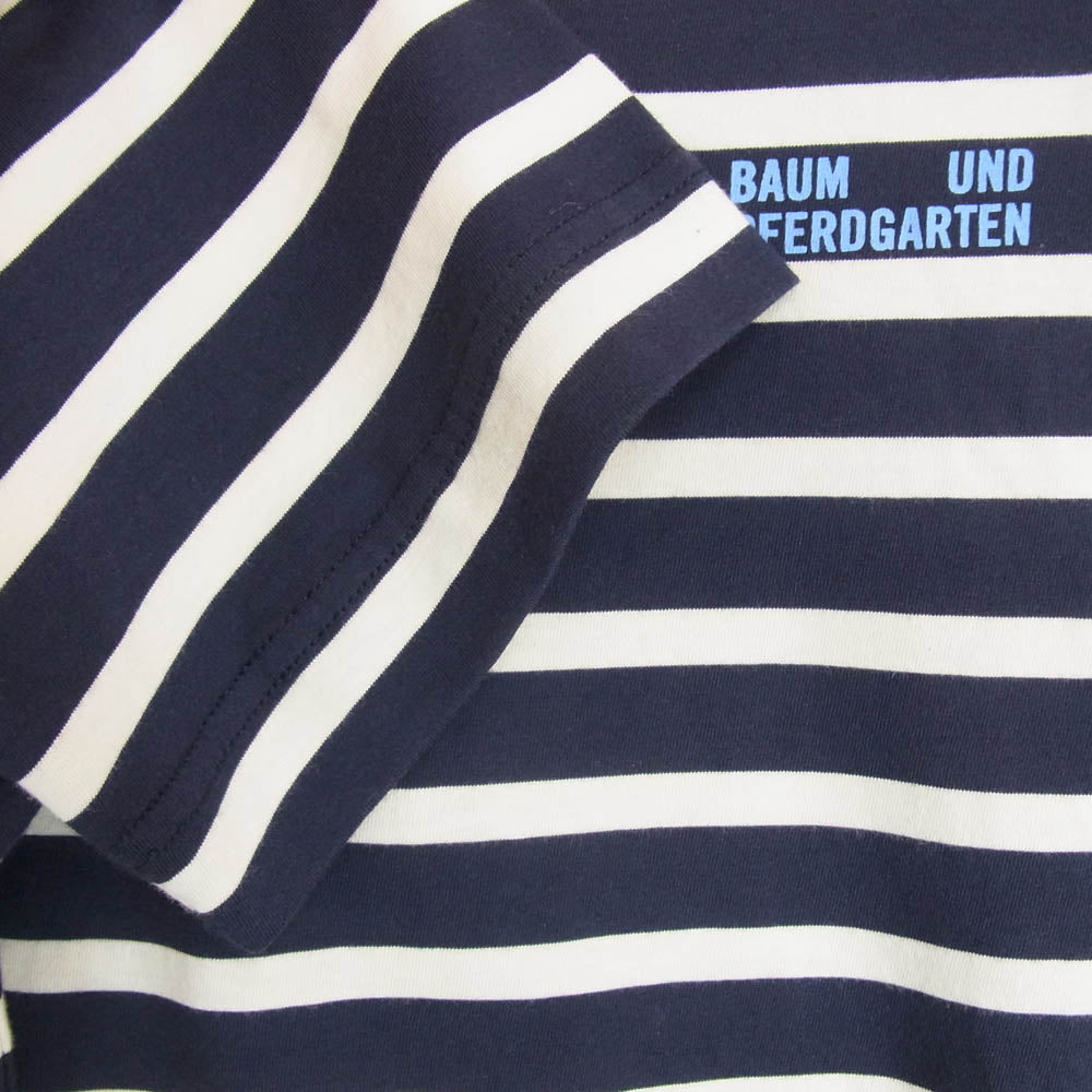 バウムウンドヘルガーデン oversized border tops オーバーサイズ ボーダー 長袖 Tシャツ ネイビー系 XS【極上美品】【中古】