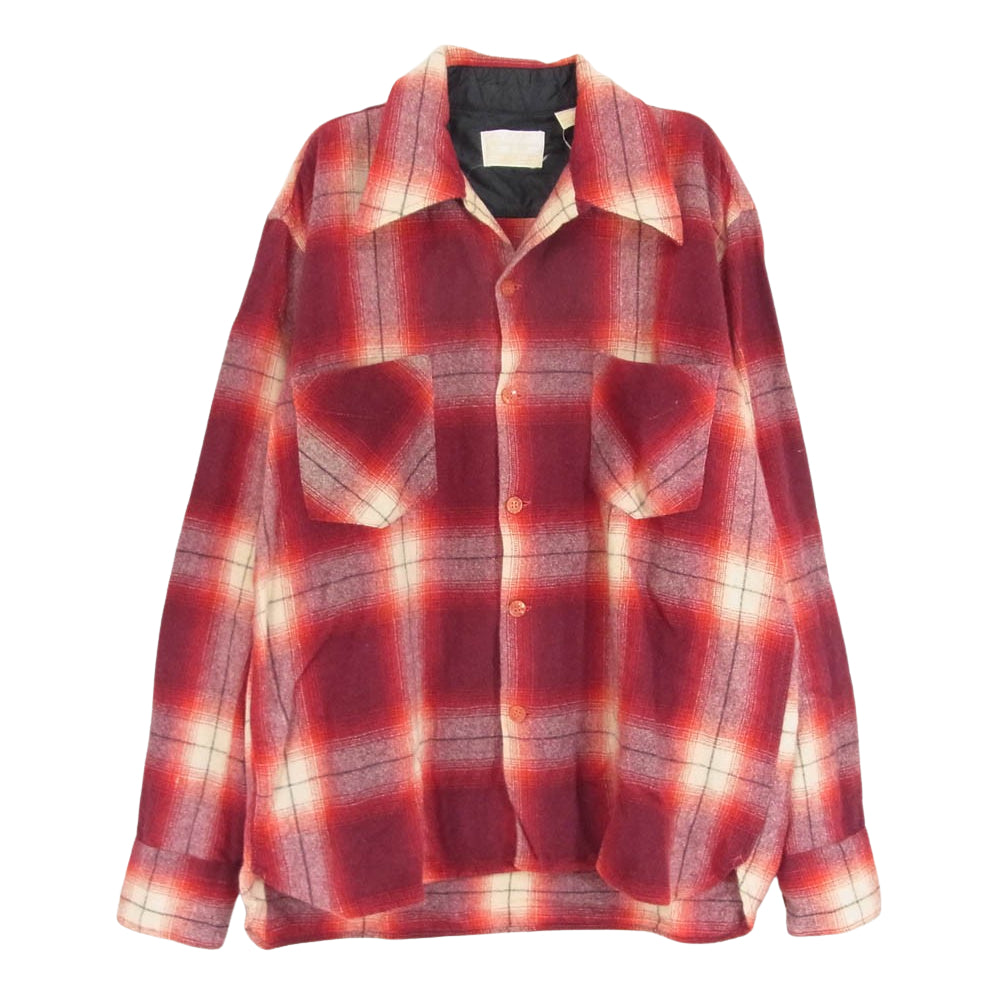 ヴィンテージ 70s kings road sears ウール チェック オープン カラー