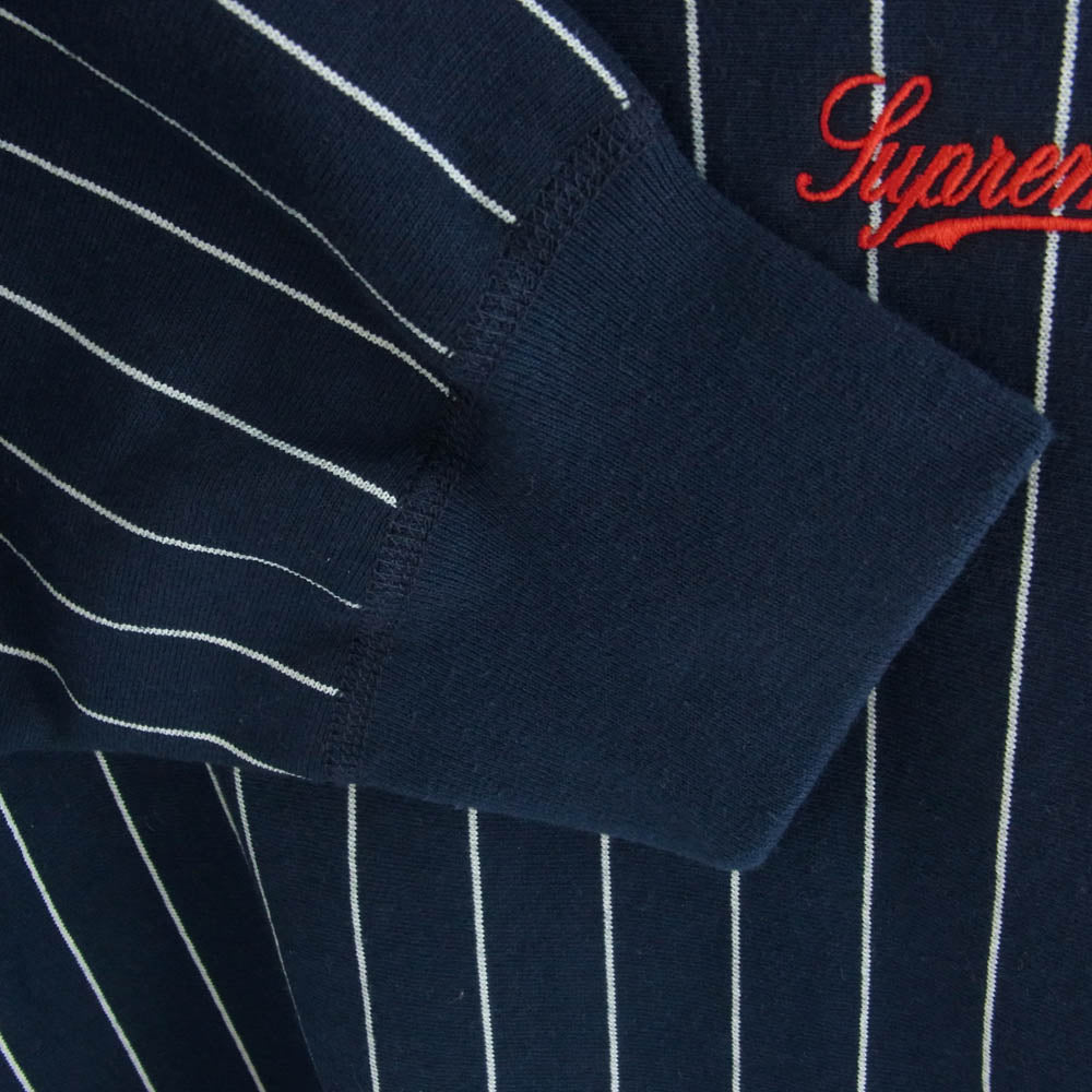 Supreme シュプリーム 24SS Pinstripe Crewneck ピンストライプ クルーネック スウェットシャツ トレーナー ネイビー系 L【極上美品】【中古】