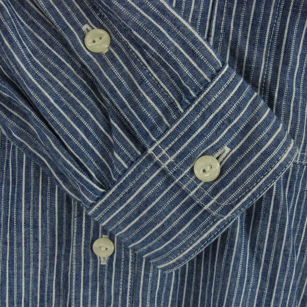 トロフィークロージング Harvest L/S Shirt ハーベスト ストライプ 長袖 ワークシャツ ブルー系 S【中古】