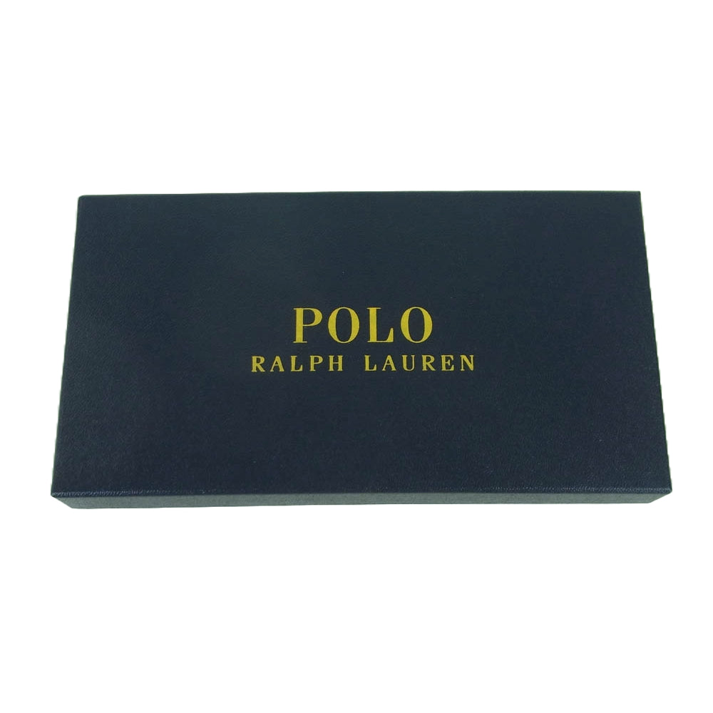 POLO RALPH LAUREN ポロ・ラルフローレン P-1020 ORIN ラウンドジップ エンボス 長財布 ウォレット ブラック系【新古品】【未使用】【中古】