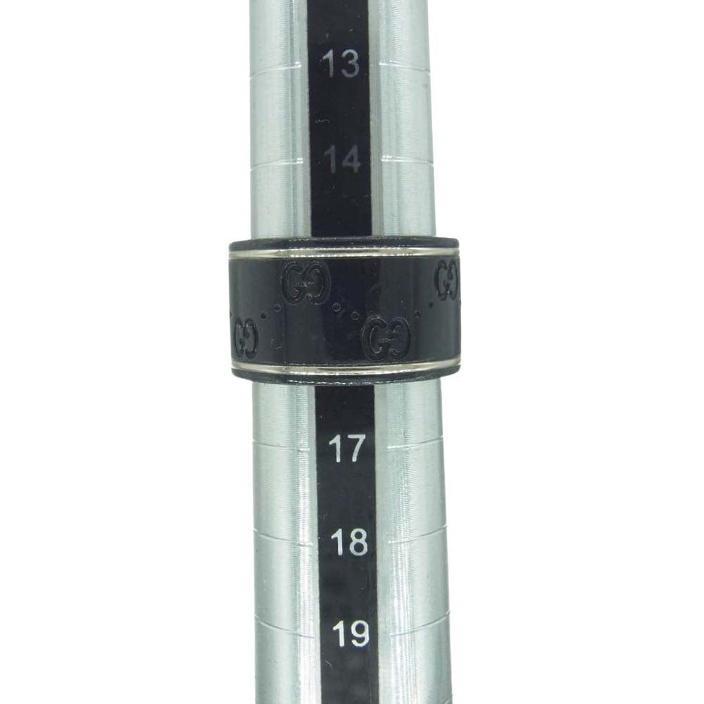 GUCCI グッチ アイコンリング ワイド シンセティックコランダム GG リング ブラック系 16号【中古】