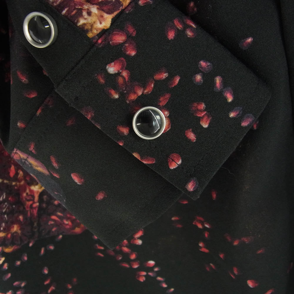 SHAREEF シャリーフ ZAKURO PATTEN L/S SHIRTS ザクロ プリント 長袖 シャツ ブラック系 1【中古】