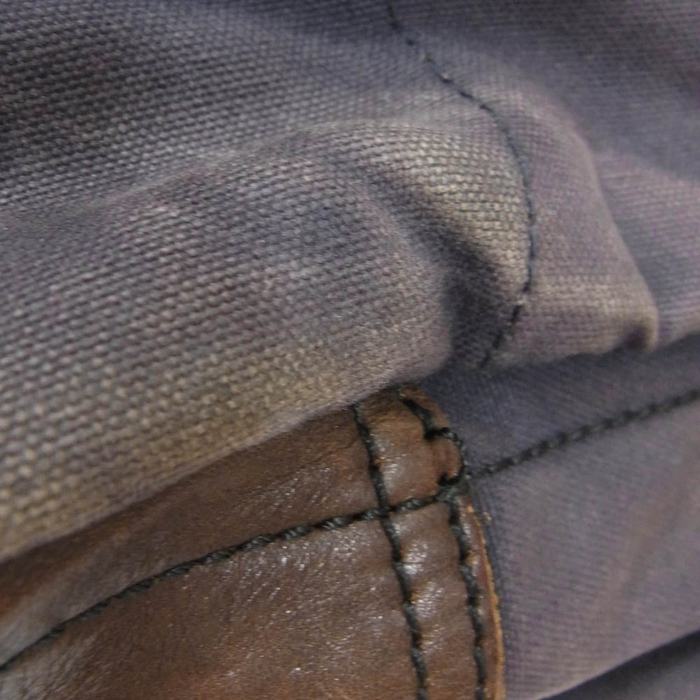 LOST CONTROL ロストコントロール キャンバス × レザー ショルダー バッグ ブルー系【中古】