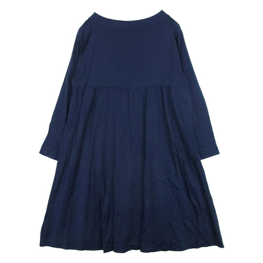 DRIES VAN NOTEN ドリスヴァンノッテン レーヨン オフネック 長袖 ロング ドレス ワンピース ネイビー系 36【中古】