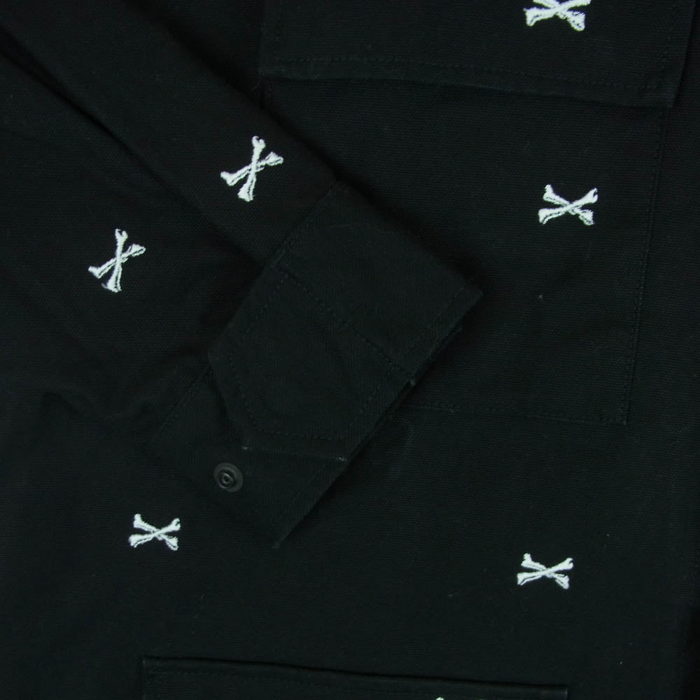 WTAPS ダブルタップス 22SS 221WVDT-SHM02 JUNGLE 01 LS COTTON OXFORD TEXTILE ジャングル 01 ロングスリーブ シャツ コットン クロスボーン ジャケット ブラック系 ホワイト系 03【中古】