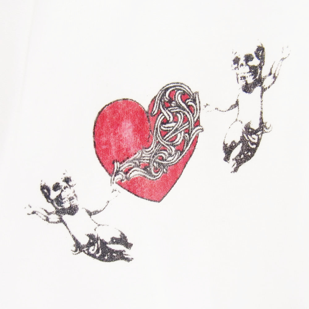 CHROME HEARTS クロムハーツ(原本無) FOTI S/S TEE フォティ ハート ロゴ プリント Vネック 半袖 Tシャツ カットソー ホワイト系 S【中古】