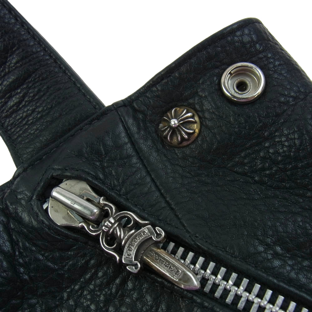 CHROME HEARTS クロムハーツ(原本無) JJ DEAN SMALL JJディーン スモール レザー ライダース ハンド バッグ ブラック系【中古】