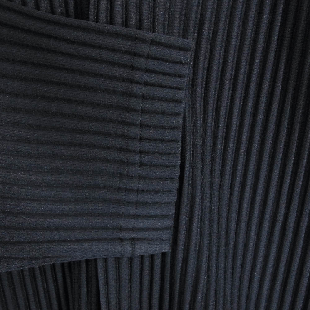 HOMME PLISSE ISSEY MIYAKE オム プリッセ イッセイミヤケ HP55-JL441-75 プリーツ加工 BASICS ベーシックス Vネック カーディガン ネイビー系 3【美品】【中古】