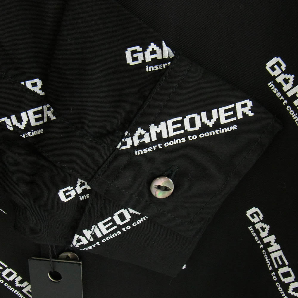 SHAREEF シャリーフ 19713029 GAME OVER LOGO HOODIE SHIRTS ゲームオーバー ロゴ フーディー シャツパーカ ビッグシルエット シャツ ブラック系 1【美品】【中古】