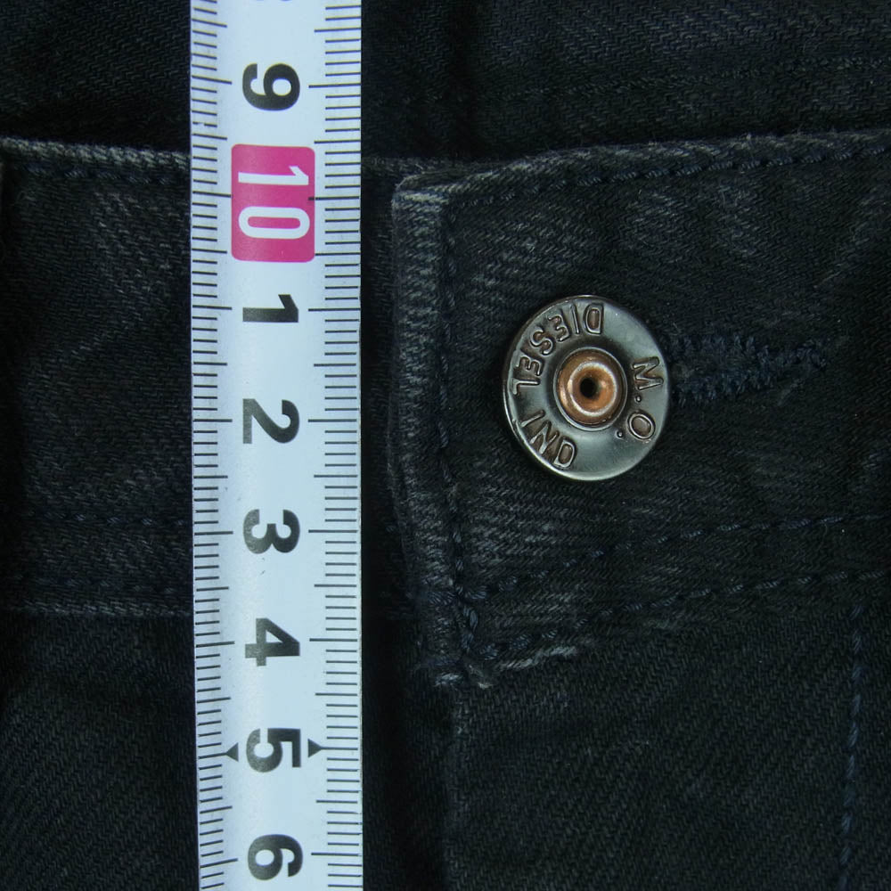 DIESEL ディーゼル THANAZ ポケットドラゴン刺繍 デニム ストレート スリム パンツ イタリア製 ブラック系 W27 L30【中古】