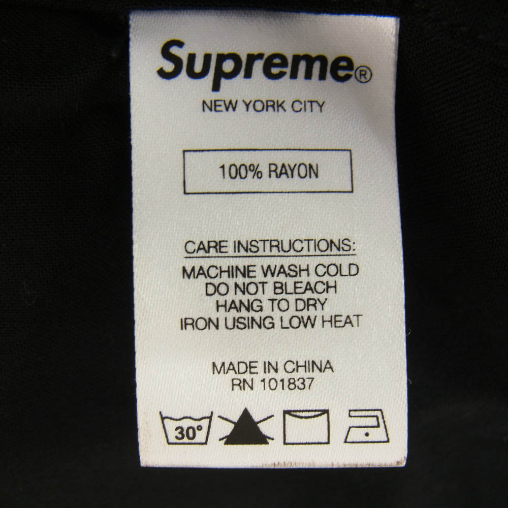 Supreme シュプリーム 18AW Dragon Rayon Shirt ドラゴン レーヨン 刺繍 オープンカラー 半袖 シャツ ブラック系 M【中古】