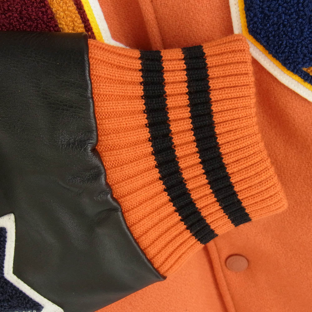 HYSTERIC GLAMOUR ヒステリックグラマー 02243ab10340 TURN THE MUSIC UP 刺繍 スタジャン スタジアム ジャケット ブルゾン オレンジ系 M【極上美品】【中古】