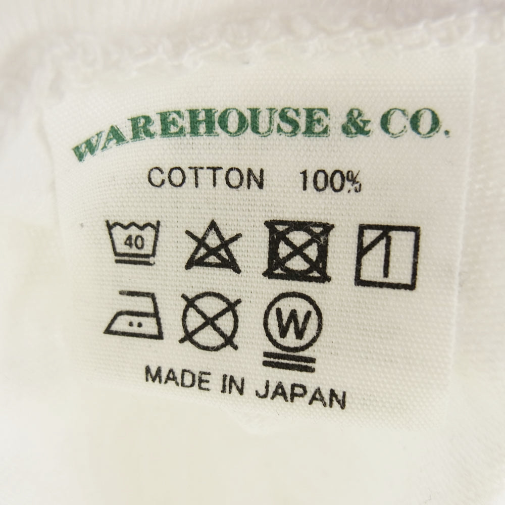 WAREHOUSE ウエアハウス JUST LOOKING 染み込み プリント 半袖 Tシャツ ホワイト系 グリーン系 S【中古】
