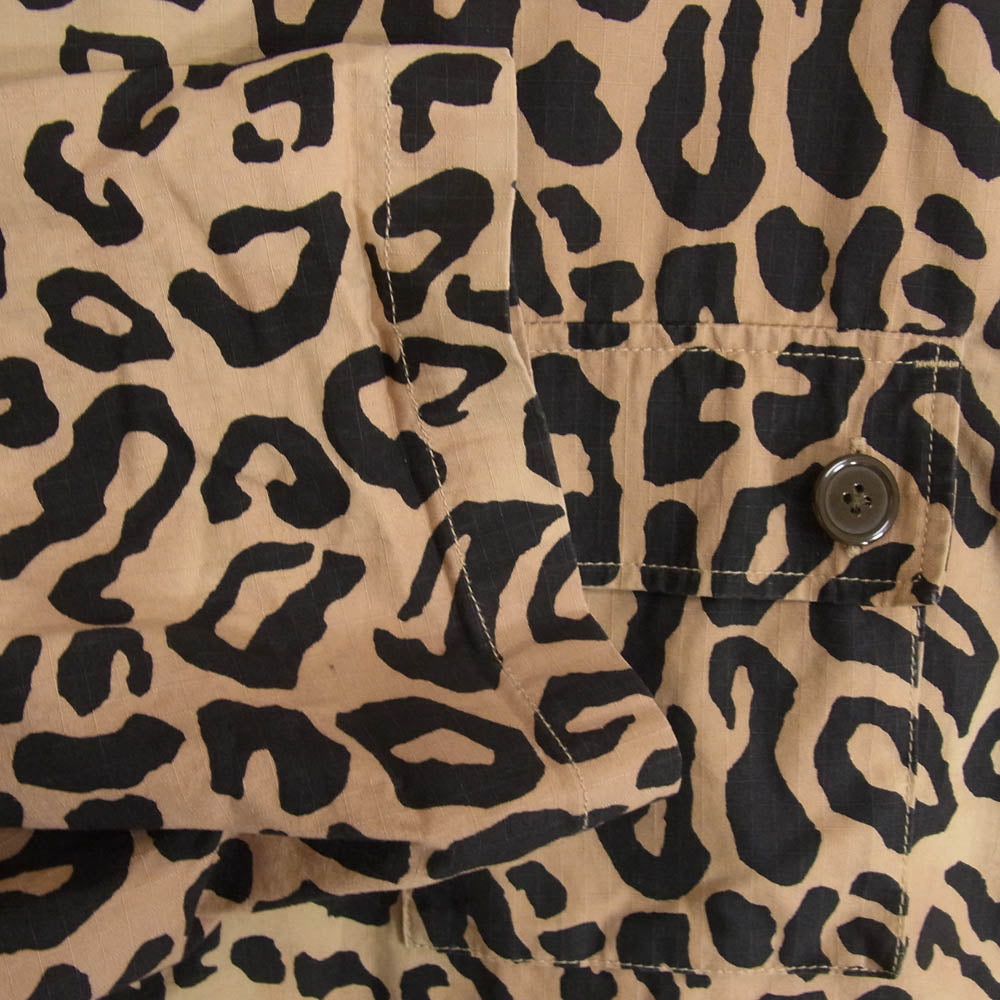 WACKO MARIA ワコマリア × TIM LEHI ティムリーハイ ARMY SHIRT タイガー スカル 刺繡 アーミー シャツ 長袖 ブラウン系 L【中古】