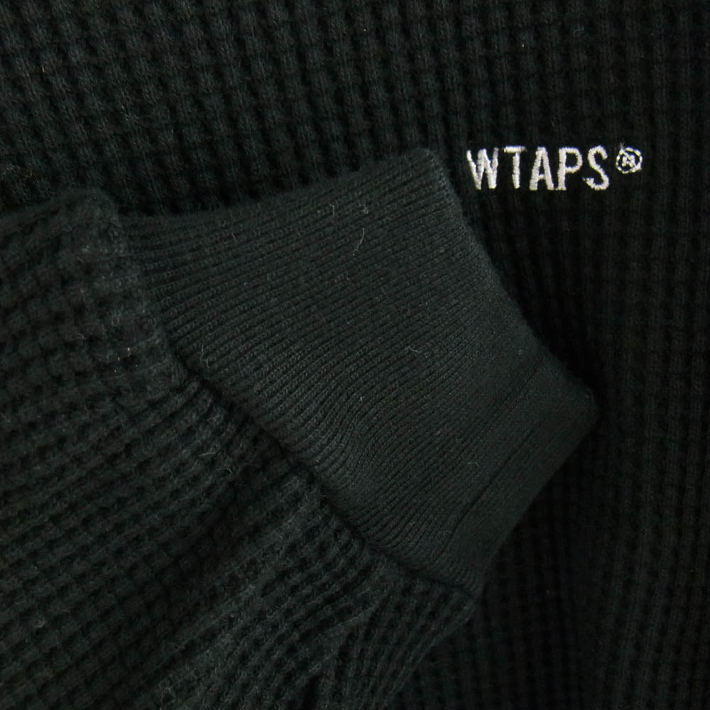 WTAPS ダブルタップス 222ATDT-CSM15 Waffle LS Cotton. Loose. Sign Navy ワッフル LS コットン ルーズ サイン ニット ブラック ブラック系 SIZE X03【美品】【中古】