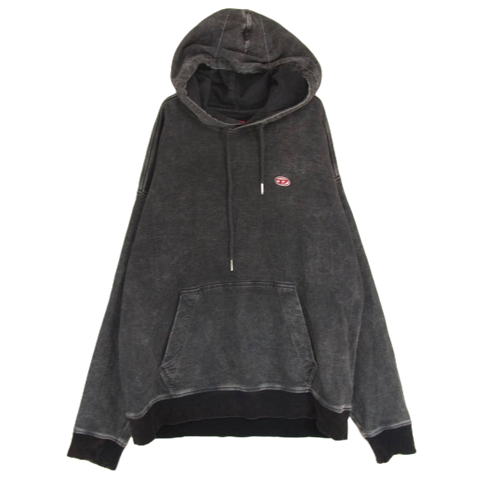 DIESEL ディーゼル A03939 D-Um-Rib track denim hoodie Dロゴ ウォッシュ加工 デニム プルオーバー パーカー フーディー ブラック系 XL【中古】 DIESEL ディーゼル A03939 D-Um-Rib track denim hoodie Dロゴ