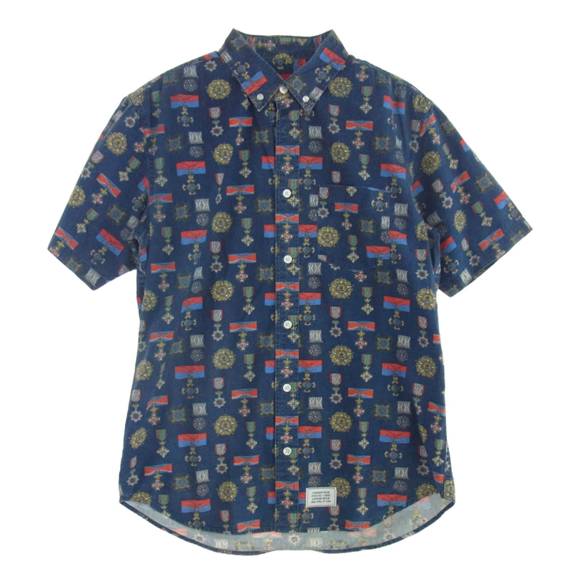 Supreme シュプリーム 初期 勲章柄 ボタンダウン 半袖 シャツ ネイビー 