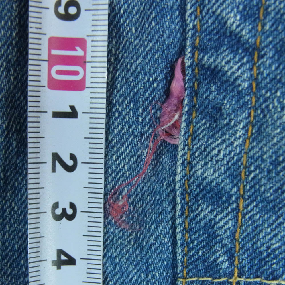 WAREHOUSE ウエアハウス Lot.1105 ジップフライ レッドライン 赤耳 ユーズド加工 ストレート デニム パンツ インディゴブルー系 W38【中古】