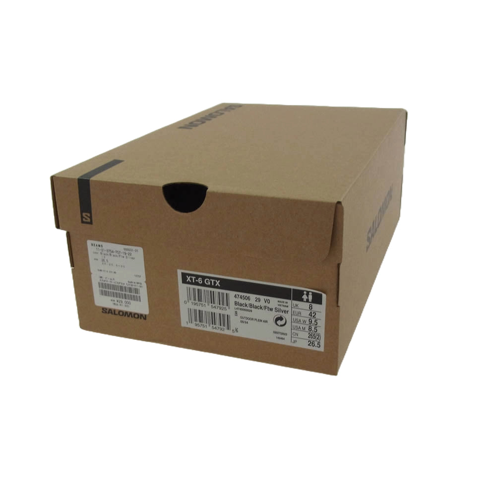 salomon サロモン 474506 29 V0 XT-6 GORE-TEX ゴアテックス ローカット スニーカー ブラック系 26.5cm【中古】