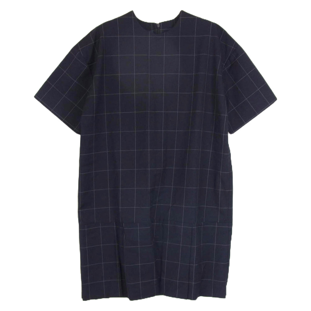 ジャックムス OLD チェック柄 半袖 ワンピース ネイビー系 36【中古 